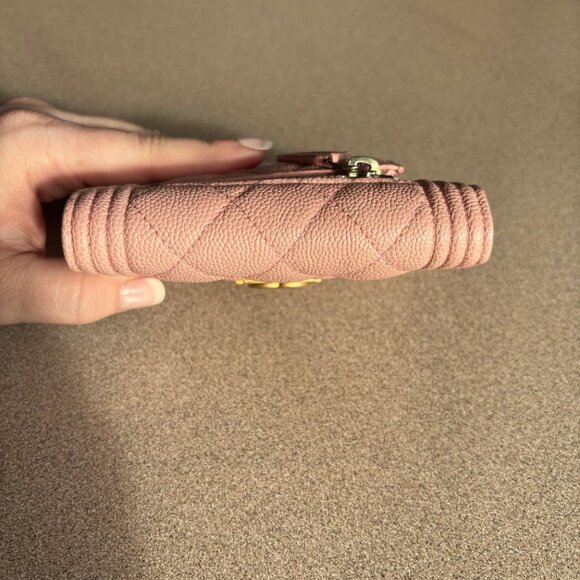 LAST CHANCE ‼️Chanel Caviar Quilted Boy Compact Wallet Pink - Picture 14 of 16